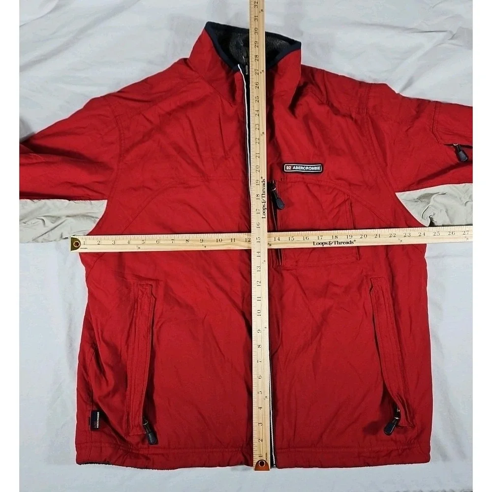 Vintage Abercrombie & Fitch A92 Reversible Ski Jacket Mens Large Fleece Lined‎